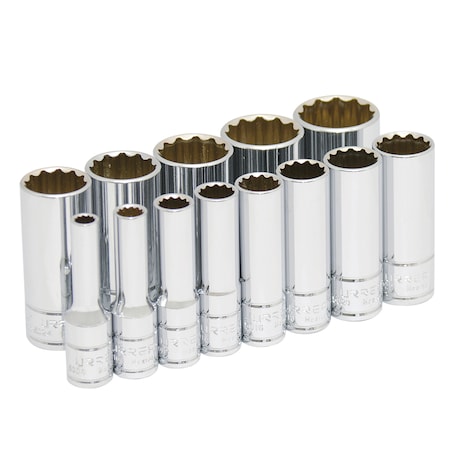 Urrea 3/8"drive, 12 point deep socket set, SAE, 13 pieces 52112